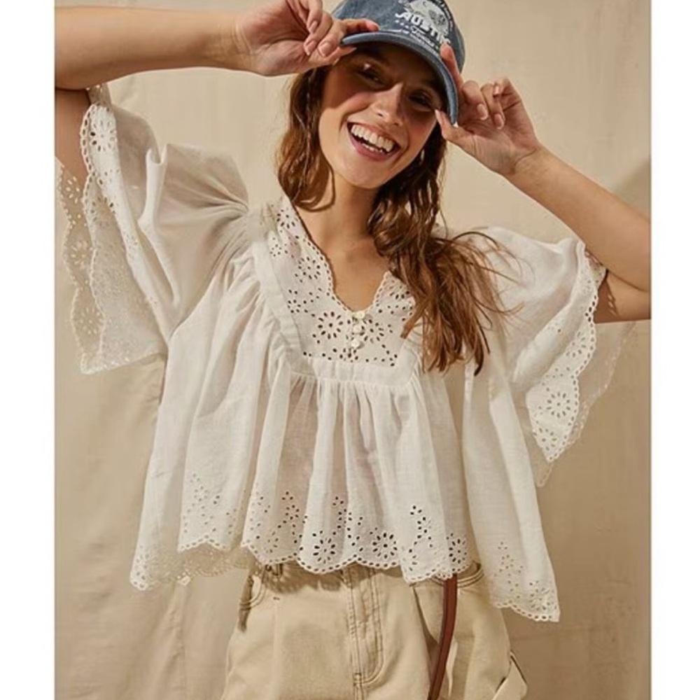 Free People :: Costa Eyelet Top black sz XL - Picture 6 of 16